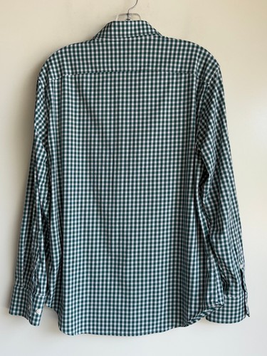 Camicia BONOBOS Performance con bottoni uomo media corta slim fit verde check - Foto 4 di 12