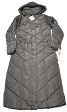 Women's Steve Madden Long Hooded Pillow Collar Puffer Coat, Size XS Gray