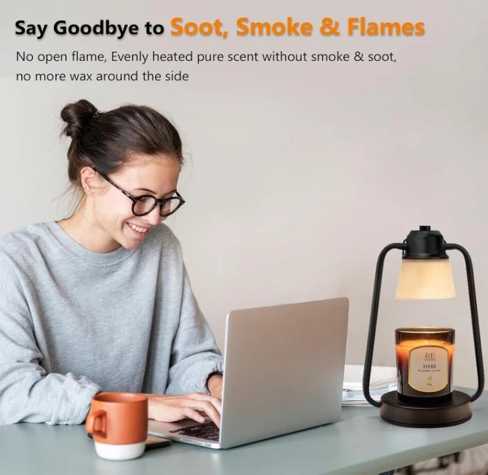 Lámpara calculadora de velas con temporizador y regulador, diseño vintage negro Foto 3 de 4