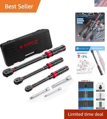 1/4 3/8 1/2-inch Drive Torque Wrench - 3Pcs Torque Wrench Set 20-240in.lb, 5-...