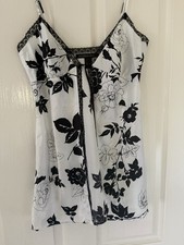 y2k Victorias Secret Black And White Floral Chemise/slip Dress