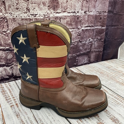 Durango Boys American Flag Western Boot Square Toe BT245 Size 6M - Picture 3 of 12
