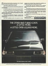 SUBARU RX 4WD TURBO original 1985 UK advert cutting 'a little more'