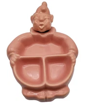 Vintage PINK Clown 1940's Hankscraft by Red Wing Child's Baby Warming Dish