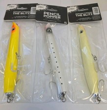 Lot of 3- Blitz Performance Tackle Pencil Popper Custom Surfcasting Wooden Lure 