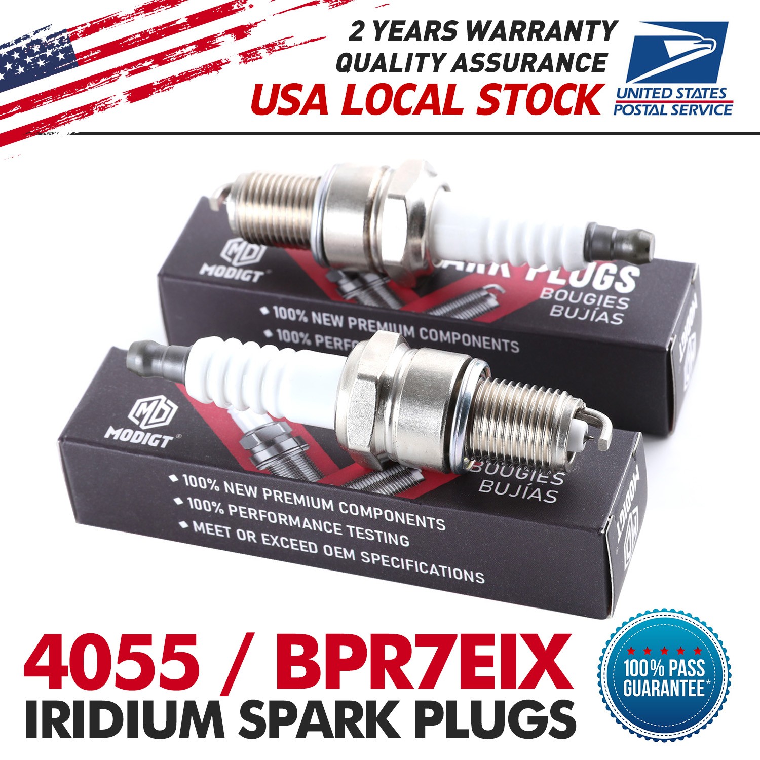 Set of 4  4055 / BPR7EIX Iridium Spark Plugs for BMW Polaris Yamaha Cobra