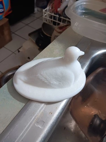 Vintage MILK GLASS Covered DISH DUCK on Nest Bird Lid only, no base