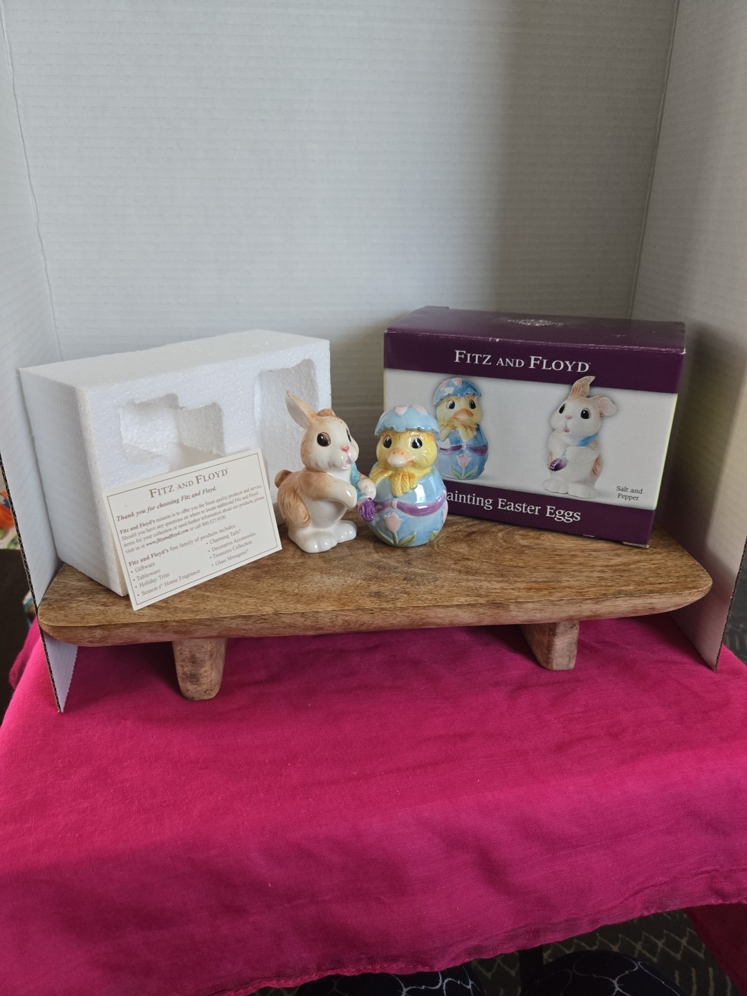 Fitz & Floyd Painting Easter Eggs Salt Pepper Shaker Set Chick Bunny NEW SEALED