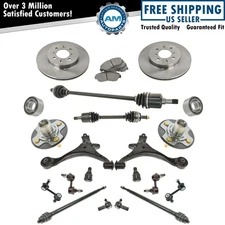 21 Piece Steering Suspension & Brake Kit Control Arms Axles Tie Rods Brakes New