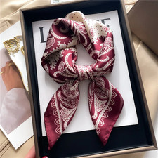 2025 New Paisley Print Square Scarf Soft Satin Silk-Like Thin Neck Scarf Mature