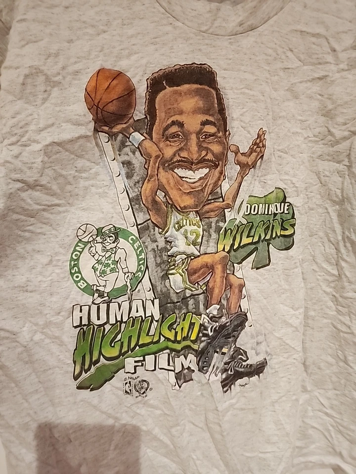 Roupa esportiva vintage Dominique Wilkins caricatura Boston Celtics Salem adulto grande. H1 - Imagem 2 de 4