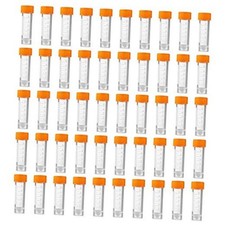 50Pcs 5ml Plastic Graduated Vial Sample Bottle Container with Orange Caps 