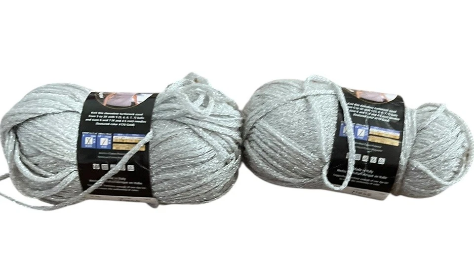 🧶 Lion Brand Glitterspun Silver Yarn 2 Skeins Metallic Acrylic Blend - Image 3 of 4
