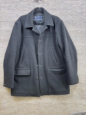 J.Crew Coat Mens Large Black Stadium University Jacket Wool Lined Thinsulate