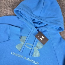 Under Armour Rival Fleece Hoodie Womens Large Blue Shimmer Pullover 6003710 NWT