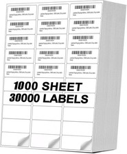 1000 Sheets Premium Shipping Address Mailing Labels 1" x 2 5/8" 30UP -Free Shipp