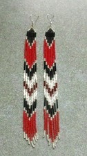 Tribal Earrings Native Large Boho American Seed Beads Handmade Earring