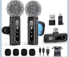 USB C Lavalier Microphone Wireless Mini Mic for Type-C Android Phone/Tablet/PC V