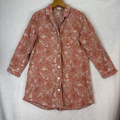 Haven Well Within Pink Paisley Button Down Cotton Sleep Shirt Womens L Lounge
