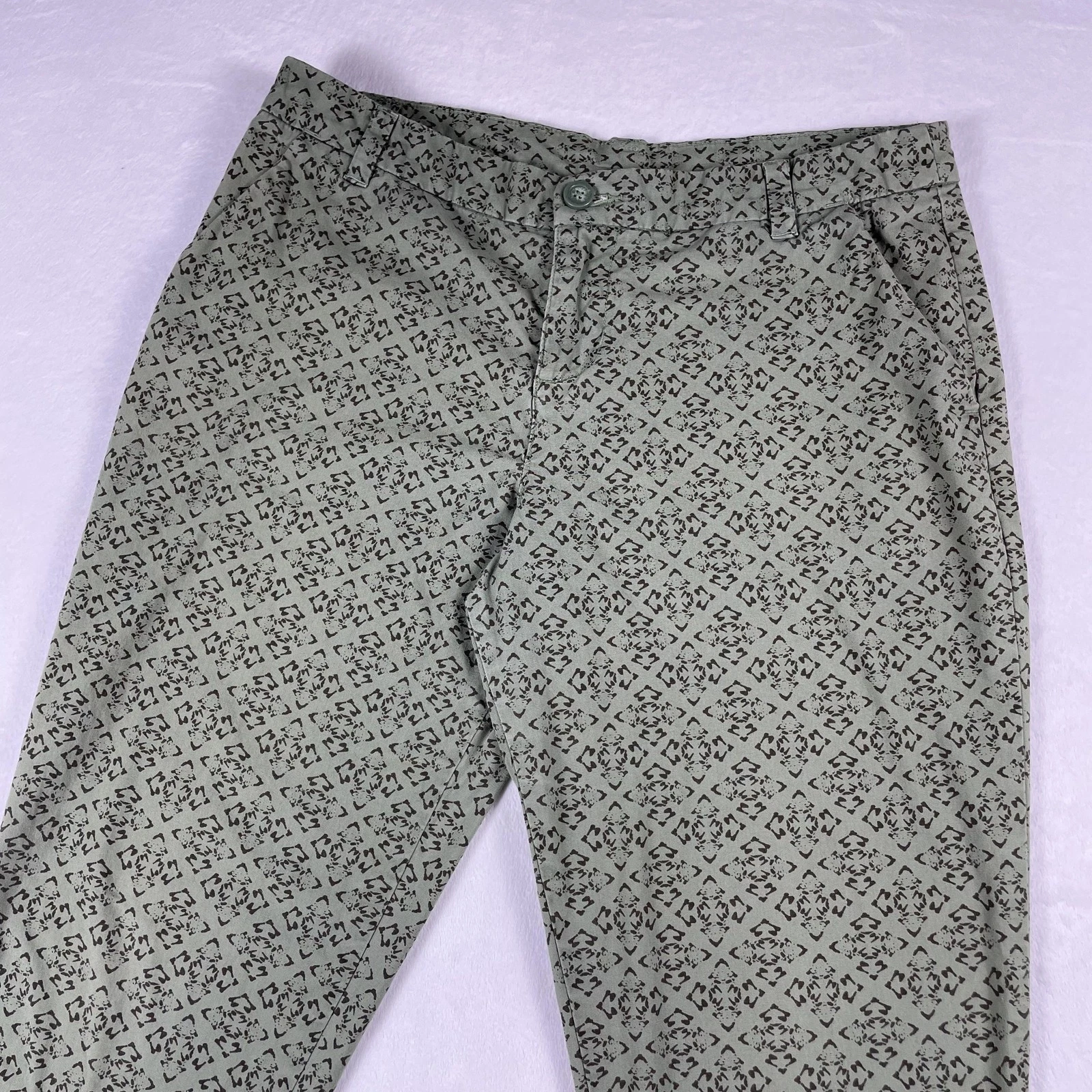 Patagonia Capri Pants Womens 6 Green Geometric Organic Cotton Stretch All Wear