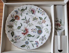 Cake Plate & Matching Server Andrea Sadek Made in Japan Floral Vintage from 1997