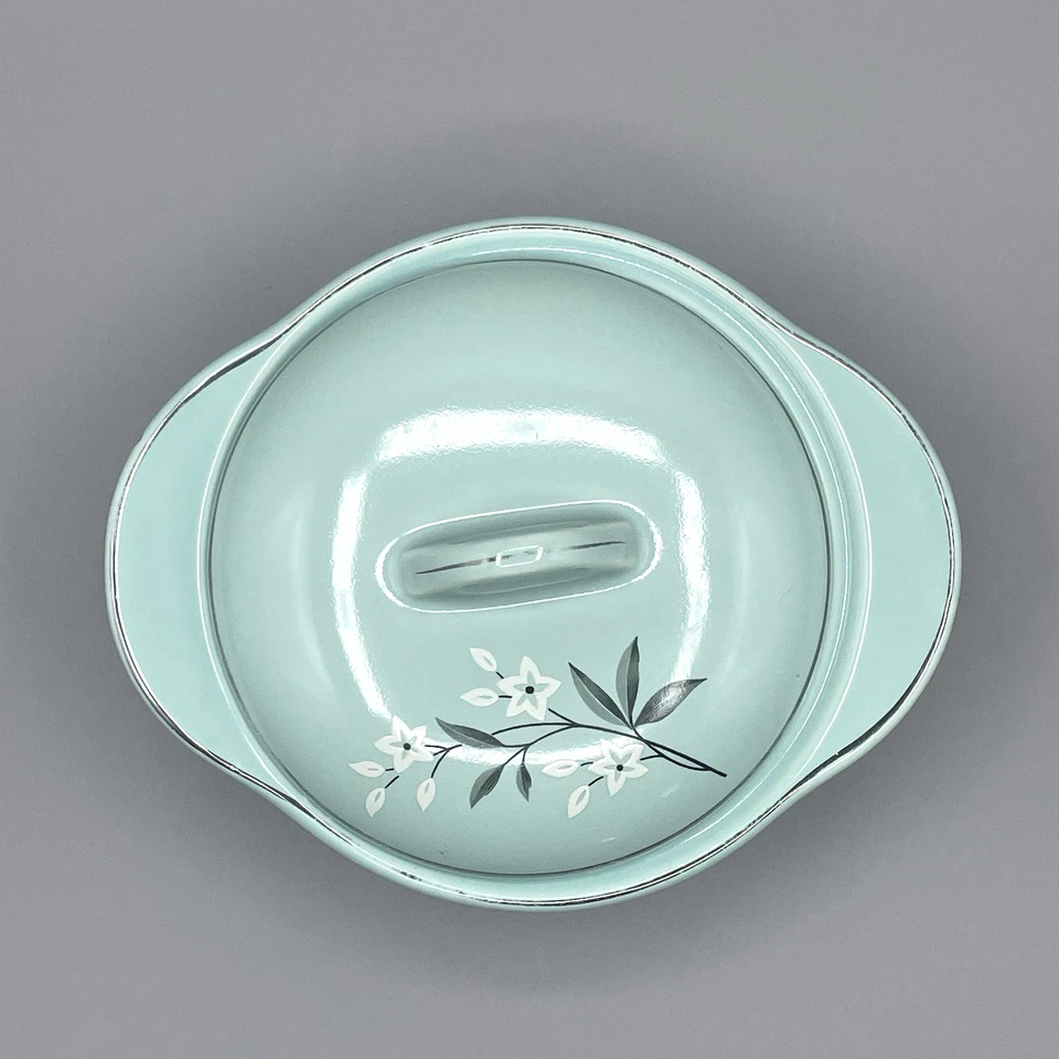 WS George GEO54 Cuenco para Servir Cubierto - Aqua Atomic Floral - Años 50 De Colección EE. UU. Foto 3 de 4