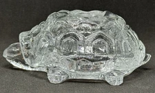 Rare Vintage L.E. Smith Clear Glass Turtle Fairy Lamp 2 pc Votive Candle Holder