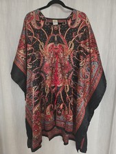 Rima Beachworld BOHO Paisley Kaftan Kimono Drawstring Waist Cover Up One Size