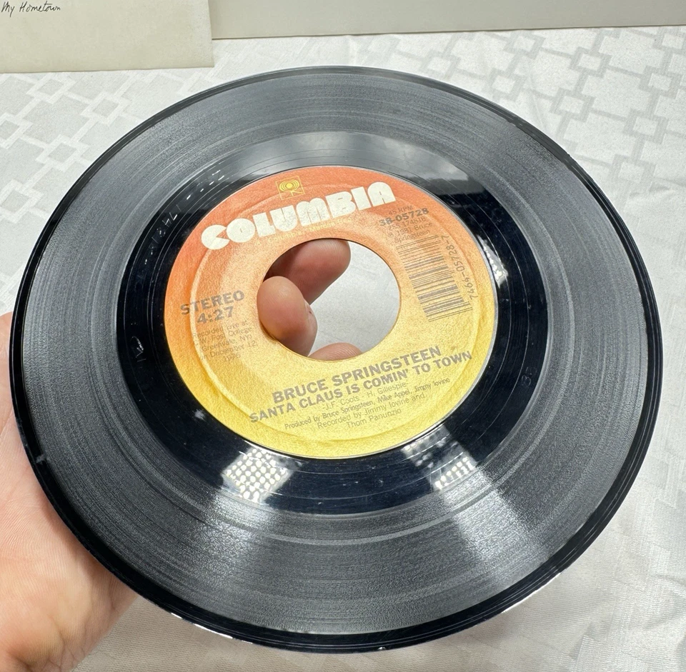 Bruce Springsteen 45 Record My Hometown Santa Claus Coming 38-05728 Columbia - Image 3 of 4