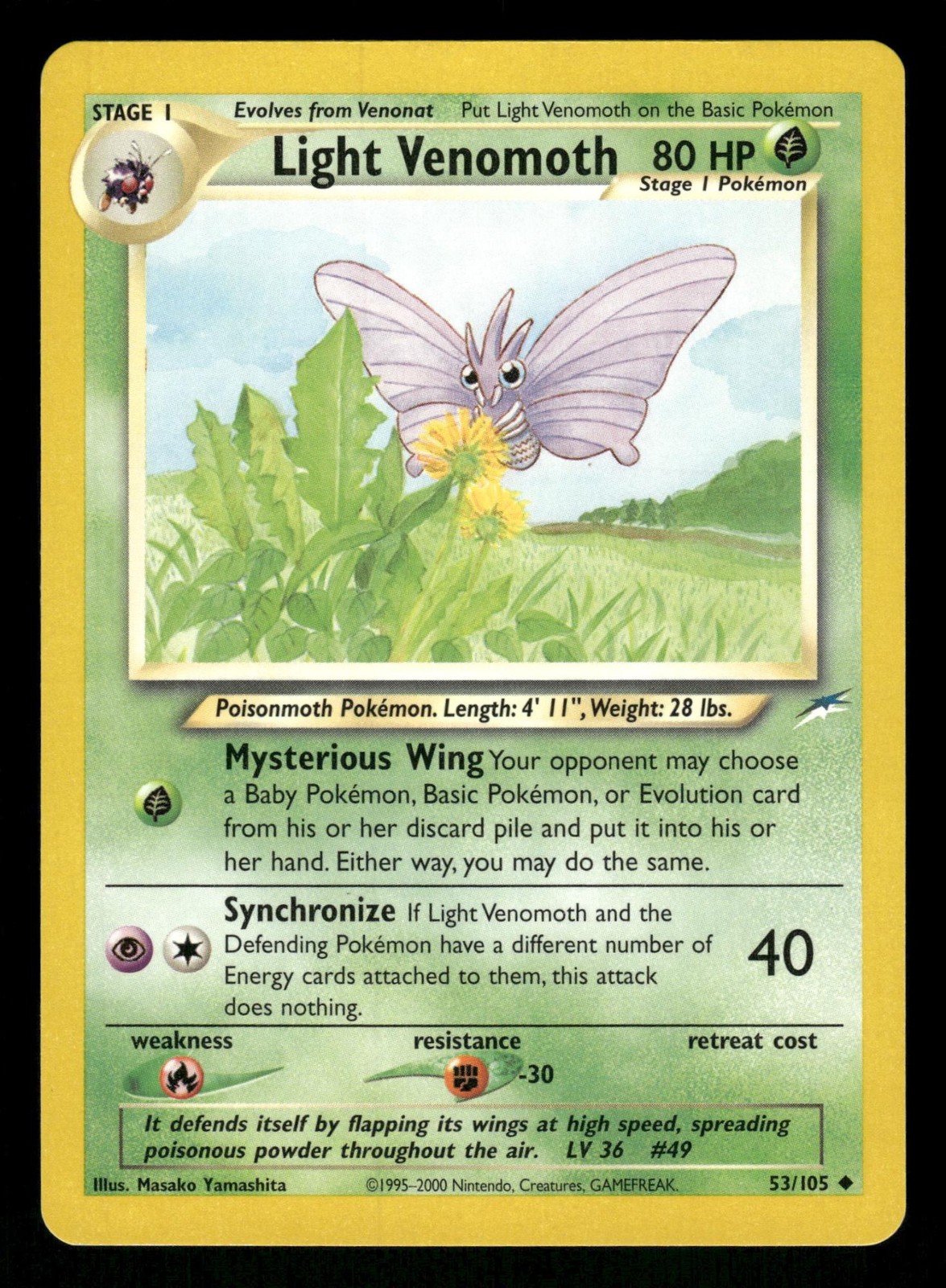Light Venomoth 53/105 NM Uncommon Neo Destiny 2002 Pokemon TCG