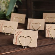 GOLD 10 Sign Holders 1" Heart Metal PLACE CARD Table Number STANDS Party Events