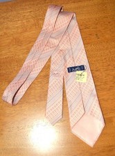 NWT Hermes 5179 France 60" x 3.75" salmon stripe pattern 100 silk neck tie p5j1