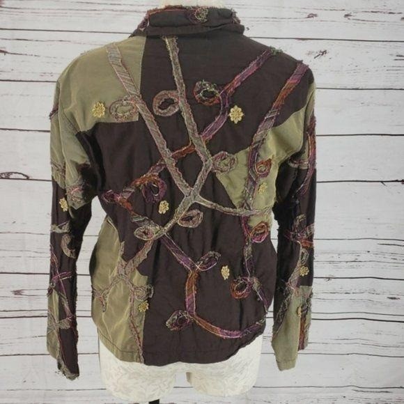 Ronnie Salloway Patchwork Button-Up Jacket L 100%… - image 3