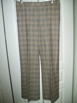 THEORY GOLD/BROWN PLAID PANTS---SMALL (SEE