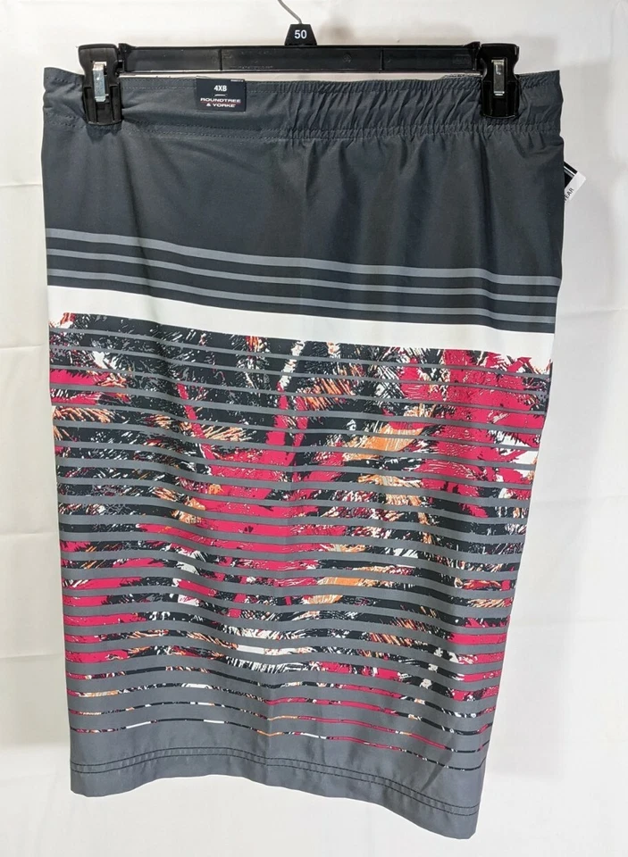 ROUNDTREEE & YORKE BIG MAN Big Men's Gray W/ Stripes/Palms Swim Short sz 4XB NWT - Изображение 3 из 4