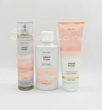 Bath & Body Works Amber Blush Body Mist Body Wash & Cream Set of 3 New