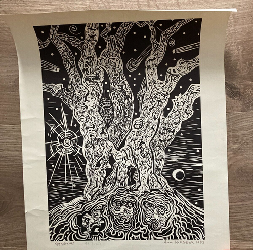 Arne Kildebæk 1973 "Yggdrasil" No 92/100 Black/White Print Lithograph 40x60cm - Picture 3 of 10