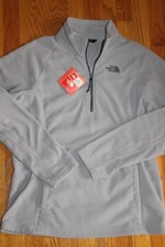The North Face Misses Stride LIGHT GREY Fleece 1/4 Zip Pullover TOP Jacket L