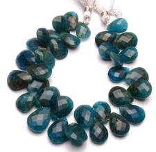 Natural Gem Neon Blue Apatite 11x9 to 14x11 mm Size Pear Cut Beads 7" Strand