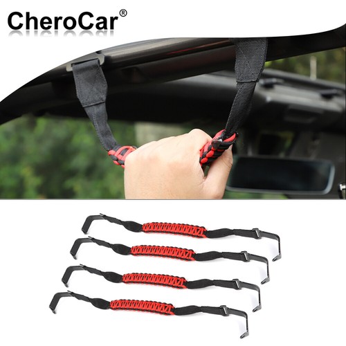 Red Front & Rear Grab Bars Grab Handles for Jeep Wrangler JL JT 201822