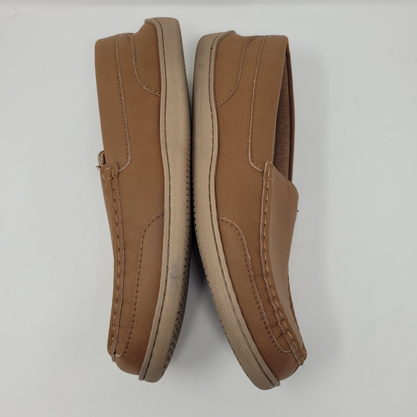 MyPillow My slippers mens 14 tan brown leather indoor moccasin slippers