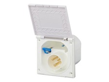 Pat CEE-Einspeisestecker Einspeisesteckdose Außensteckdose weiß Zugentlastung