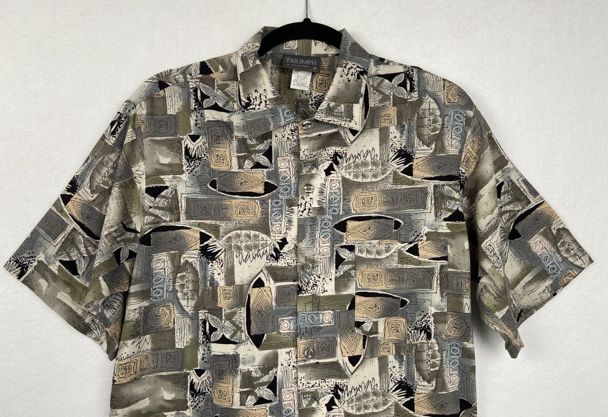 Vintage Triumph of California Shirt Men's Medium Rayon Brown Vintage Triumph of California Shirt Men's Medium Rayon Brown