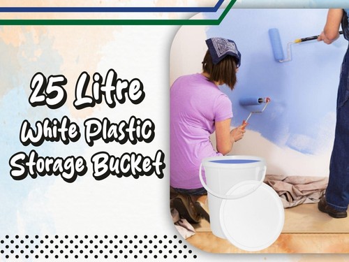 25L White Plastic Buckets Containers with Lids Multi Purpose Storage Food Grade - Picture 11 of 22