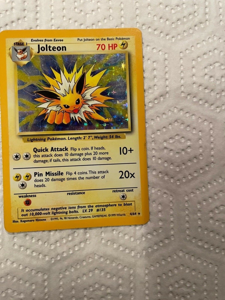 Jolteon Holographic Pokemon Card Never Played 1995 1996 1998 Jolteon Holographic Pokemon Card Never Played 1995 1996 1998