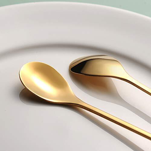 Small 6.5inch Leaf Coffee Spoon Set 6 Pcs Gold Stainless Steel Teaspoons - Picture 9 of 9