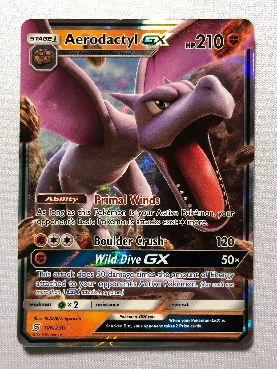 Aerodactyl GX 106/236 Unified Mind Full Art Ultra Rare Pokémon Card Near  Mint