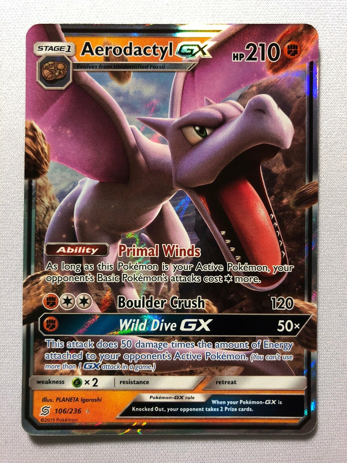 Aerodactyl GX - 106/236 - Ultra Rare - Pokemon Singles » SM11 Unified Minds  - Untapped Games