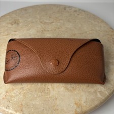 Ray-Ban Brown Leather Soft Sunglasses Eyeglass Case Snap Closure Felt Cloth