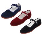 Women's Chinese Classic Mary Jane Velvet Shoes Blue Maroon Black Sizes 35-41 New